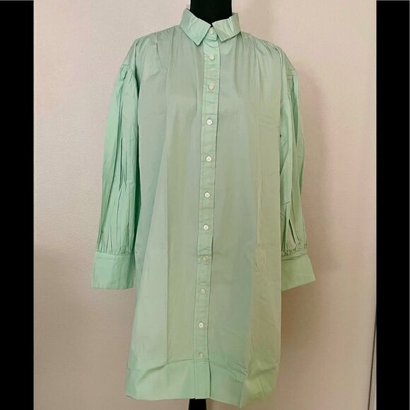 NWT J.Crew Puff-Sleeve Poplin Mini Shirtdress - Picture 2 of 9